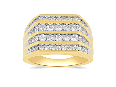 White Diamond 10K Yellow Gold Mens Ring 2.00ctw