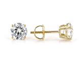 White Lab-Grown Diamond 14K YG Solitaire Stud Earrings 2ctw G Color VS2 Clarity