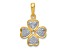 14K Yellow Gold 0.02ct.Diamond Four Leaf Clover Pendant