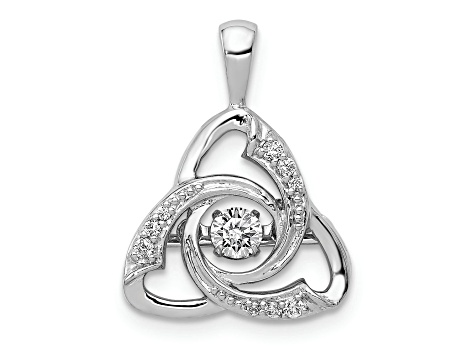 Rhodium Over 14K White Gold Vibrant Diamond Celtic Pendant