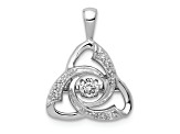 Rhodium Over 14K White Gold Vibrant Diamond Celtic Pendant