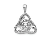 Rhodium Over 14K White Gold Vibrant Diamond Celtic Pendant