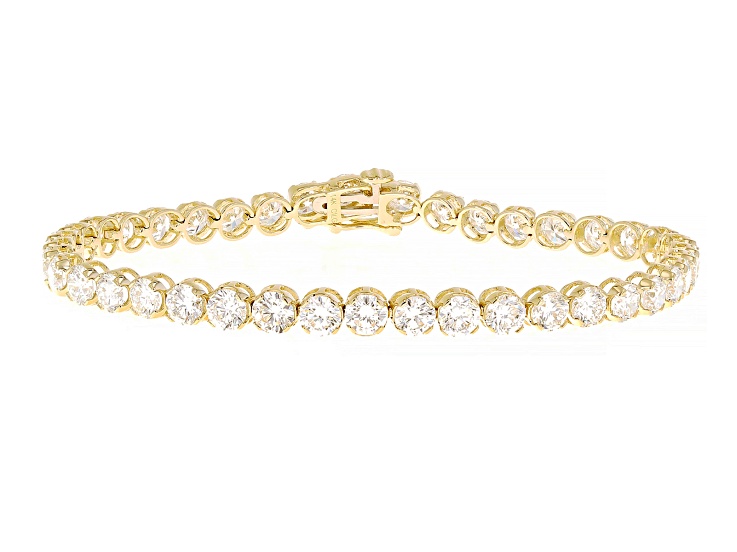 White Lab-Grown Diamond 14k Yellow Gold Tennis Bracelet 10.00ctw