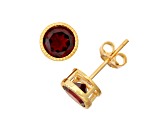 Red Garnet 14K Yellow Gold Over Sterling Silver Stud Earrings 2.00ctw