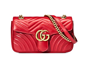 Gucci Small GG Marmont in Red Camera Bag with Flap Closure Handbag