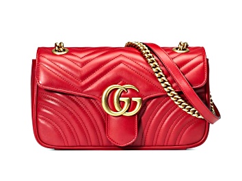 Picture of Gucci Small GG Marmont in Red Camera Bag with Flap Closure Handbag
