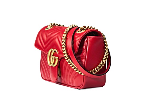 Gucci Small GG Marmont in Red Camera Bag with Flap Closure Handbag