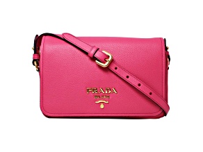 Prada Vitello Phenix Peonia Leather Flap Crossbody Bag