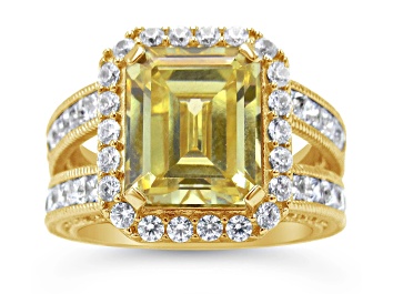 Picture of Judith Ripka Canary and White Cubic Zirconia 14k Gold Clad Ring 11.21ctw