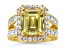 Judith Ripka Canary and White Cubic Zirconia 14k Gold Clad Ring 11.21ctw