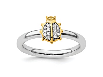 Picture of 14K Yellow Gold Over Sterling Silver Stackable Expressions Ladybug Diamond Ring 0.06ctw