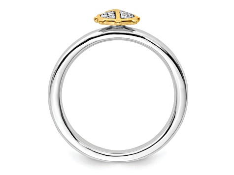 14K Yellow Gold Over Sterling Silver Stackable Expressions Ladybug Diamond Ring 0.06ctw