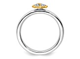 14K Yellow Gold Over Sterling Silver Stackable Expressions Ladybug Diamond Ring 0.06ctw