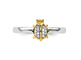 14K Yellow Gold Over Sterling Silver Stackable Expressions Ladybug Diamond Ring 0.06ctw