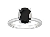 10x8mm Oval Black Onyx With Diamond Accents Rhodium Over Sterling Silver Hidden Halo Ring