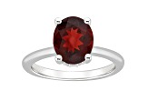 10x8mm Oval Garnet With Diamond Accents Rhodium Over Sterling Silver Hidden Halo Ring