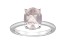 10x8mm Oval Rose Quartz With Diamond Accents Rhodium Over Sterling Silver Hidden Halo Ring