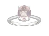 10x8mm Oval Rose Quartz With Diamond Accents Rhodium Over Sterling Silver Hidden Halo Ring