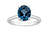 10x8mm Oval London Blue Topaz With Diamond Accents Rhodium Over Sterling Silver Hidden Halo Ring