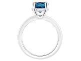 10x8mm Oval London Blue Topaz With Diamond Accents Rhodium Over Sterling Silver Hidden Halo Ring