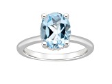 10x8mm Oval Sky Blue Topaz With Diamond Accents Rhodium Over Sterling Silver Hidden Halo Ring