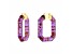 14K Yellow Gold Over Sterling Silver Acrylic Hoops in Purple with Glitter