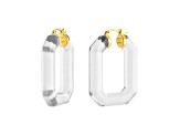 14K Yellow Gold Over Sterling Silver Acrylic Hoops in Clear