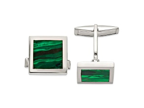 Sterling Silver Malachite Cuff Links