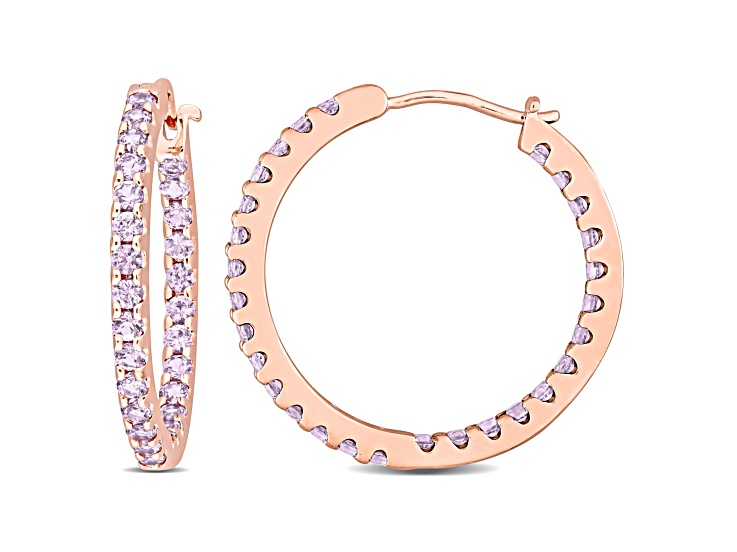 2.80ctw Simulated Alexandrite Inside Outside Hoop Earrings in 10K Rose Gold