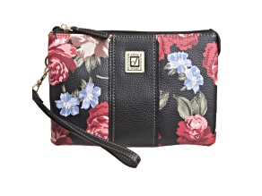 Stone Mountain Pebble Leather Rose Bloom Trifecta Triple Zip Crossbody in Multi-color