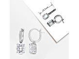 5 1/5 CT DEW Oval Created Moissanite Drop Earrings in Sterling Silver