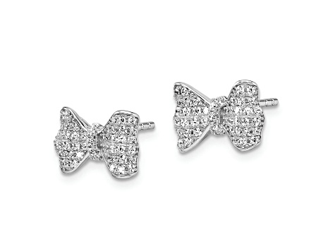 Rhodium Over Sterling Silver Cubic Zirconia Bow Post Earrings