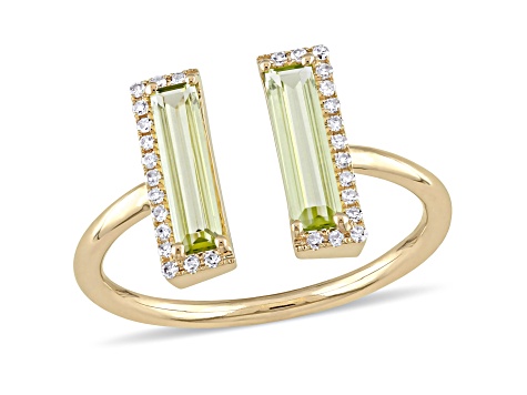 1ct Peridot and 0.10ctw Diamond in 14k Yellow Gold Open Design Ring