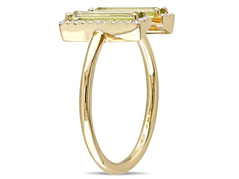 1ct Peridot and 0.10ctw Diamond in 14k Yellow Gold Open Design Ring