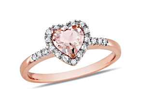 Morganite and Diamond 10K Rose Gold Heart Ring 0.73ctw