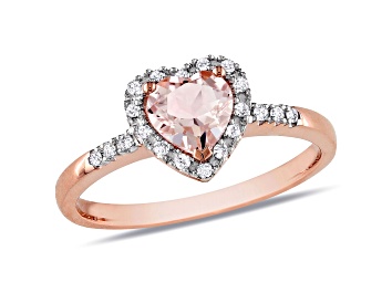 Picture of Morganite and Diamond 10K Rose Gold Heart Ring 0.73ctw