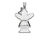 Rhodium Over 14k White Gold Satin Complete Girl with Bow on Right Diamond Charm