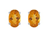 6x4mm Oval Citrine 14k White Gold Stud Earrings