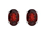 6x4mm Oval Garnet 14k White Gold Stud Earrings