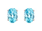 6x4mm Oval Blue Topaz 14k White Gold Stud Earrings