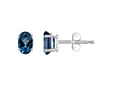 6x4mm Oval London Blue Topaz 14k White Gold Stud Earrings