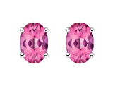 6x4mm Oval Pink Topaz 14k White Gold Stud Earrings