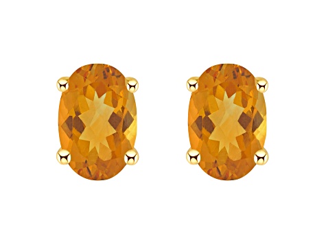 6x4mm Oval Citrine 14k Yellow Gold Stud Earrings