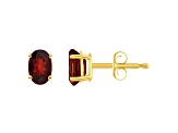 6x4mm Oval Garnet 14k Yellow Gold Stud Earrings