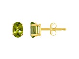 6x4mm Oval Peridot 14k Yellow Gold Stud Earrings