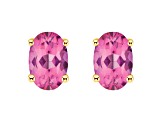 6x4mm Oval Pink Topaz 14k Yellow Gold Stud Earrings