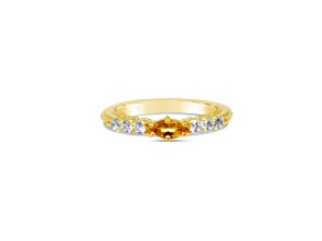 Judith Ripka 0.21ct Marquise Citrine And 0.41ctw Cubic Zirconia 14K Gold Clad Ring