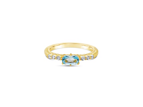 Judith Ripka Sky Blue Topaz And Cubic Zirconia 14K Gold Clad Ring 1.00ctw