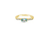 Judith Ripka Sky Blue Topaz And Cubic Zirconia 14K Gold Clad Ring 1.00ctw