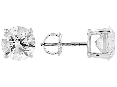 14K White Gold Round IGI Certified Lab Grown Diamond Stud Earrings 4.0ctw, F Color/VS2 Clarity